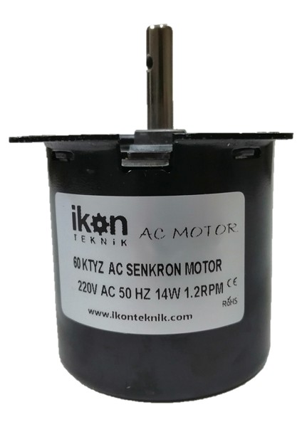 Ikon Teknik 1.2 Rpm 60KTYZ 14W Ac Redüktörlü Senkron Motor, Çevirme Motoru, Düşük Hızlı Dişli Çevirme Motoru