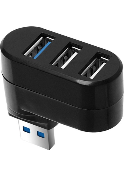 180 ° Dönebilen USB 3.0 USB 3.0 / 2.0 Adaptörü Hub 3 USB Bağlantı Noktası Splitter Siyah (Yurt Dışından)