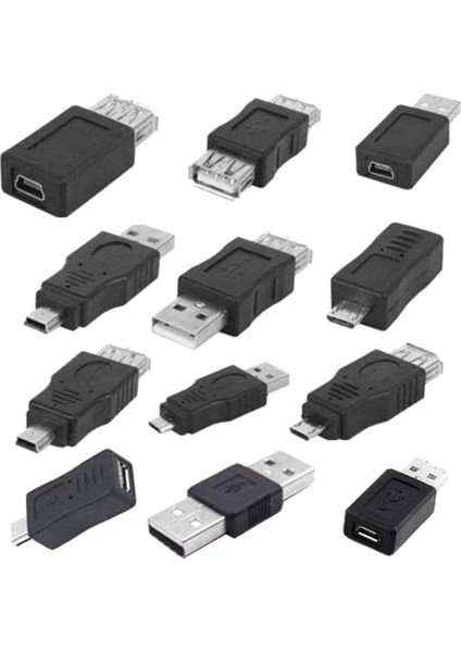 12 Adet / Takım Otg USB 2.0 Bir Erkek Kadın Mikro-B Değiştirici Veri Dönüştürücü (Yurt Dışından)