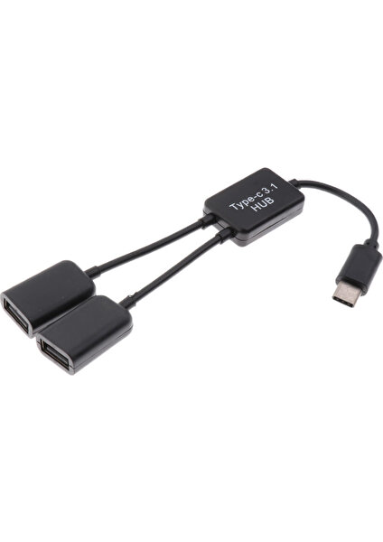 2 In 1 Tip C Için Çift USB Adaptörü Güç Şarj Cihazı Otg Kablosu Ayırıcı Adaptörü (Yurt Dışından)