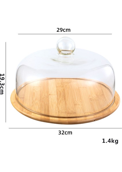 Cam Kapak Servis Tepsi Cloche Dome Bambu Peynir Kurulu Depolama Kek Standı - 29 cm (Yurt Dışından) indirimleri