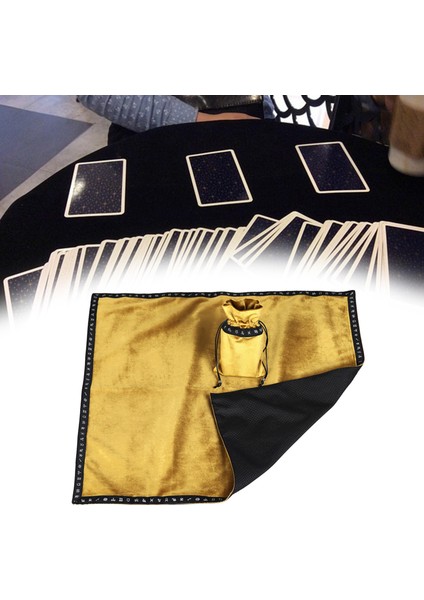 Büyük 26X26 "sunak Tarot Masa Örtüsü Astroloji Işlemeli Kadife Kaymaz Masa Örtüsü Tarot Kılıfı ile Altın + Masa Örtüsü C (Yurt Dışından)