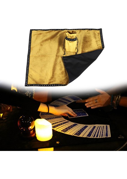 Büyük 26X26 "sunak Tarot Masa Örtüsü Astroloji Işlemeli Kadife Kaymaz Masa Örtüsü Tarot Kılıfı ile Altın + Masa Örtüsü C (Yurt Dışından)