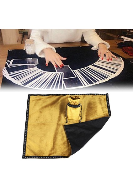 Büyük 26X26 "sunak Tarot Masa Örtüsü Astroloji Işlemeli Kadife Kaymaz Masa Örtüsü Tarot Kılıfı ile Altın + Masa Örtüsü C (Yurt Dışından)