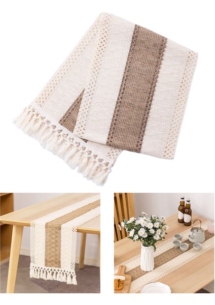Ekleme Makrome Masa Koşucu Doğal Rustik Hollow Püsküller Bohemian Düğün Yemeği Için DOKUMA-30X280 cm (Yurt Dışından) fırsatları