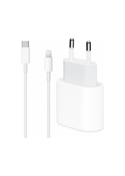 Apple iPhone Uyumlu 20W Usb-C Güç Adaptörü + Usb-C Lightning Şarj Kablosu Seti 11 12 Pro Max