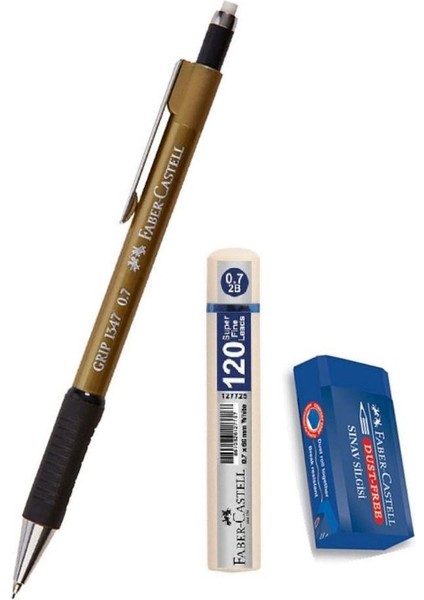 Grip 1347 Uçlu Kalem Altın Sarı 0.7 mm + Uç + Sınav Silgisi