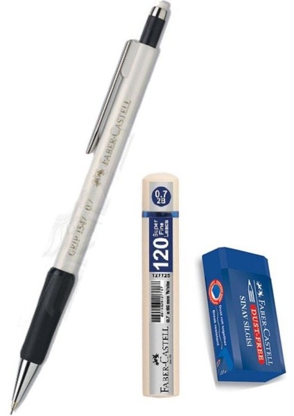 Grip 1347 Uçlu Kalem Gümüş Gri 0.7 mm + Uç + Sınav Silgisi