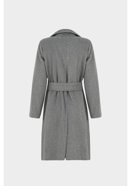 Oversize Kemerli Kaşe Kaban
