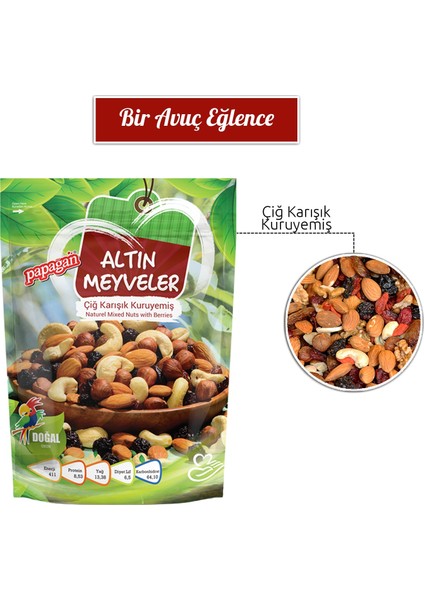 Kuruyemiş Altın Meyveler Çiğ Karışık 3 x 130 gram