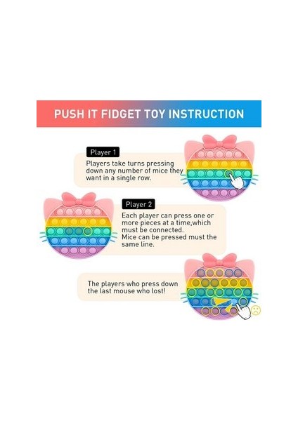 2 Adet Büyük Boy Push Pop Bubble Fidget Duyusal Oyuncak