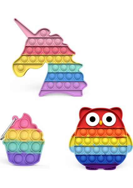 3 Adet Otizm Özel Ihtiyaçları Stres Giderici Silikon Oyuncak Fidget