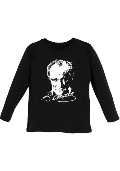 Siyah Uzun Kollu Atatürk Tişörtü