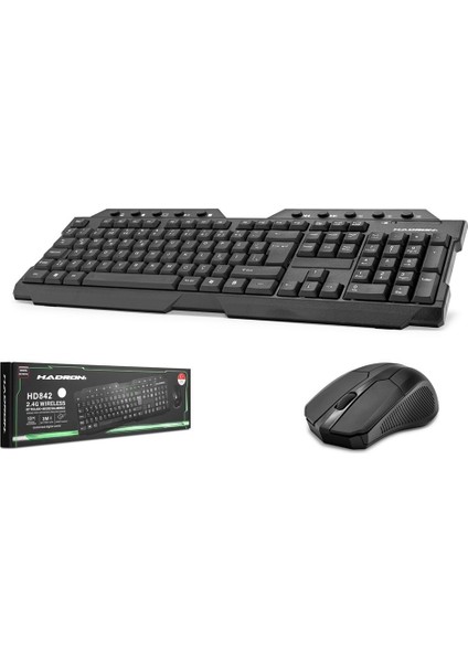 HD842(834) USB Wifi  Türkçe Q Kablosuz Klavye Mouse Set Siyah