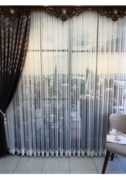 Lüks Grek Etek Tül Perde Desen 8 Yüksek Kalite - Sık Pile 1e3 .en 260 , Boy 265 fiyatları