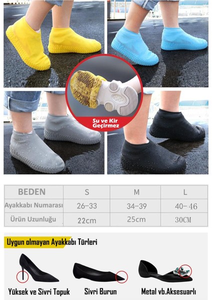 Silikon Yağmur Koruyucu Ayakkabı Kılıfı Kaymaz Su Kir Geçirmez fiyatları