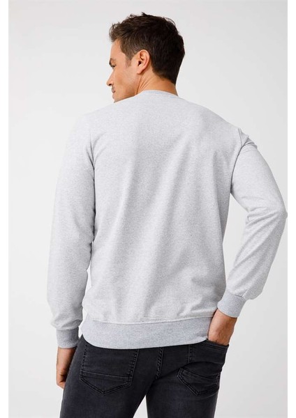 Erkek A.Gri Modernfit / Ekstra Dar Kalıp Bisiklet Yaka Sweatshirt fiyatları