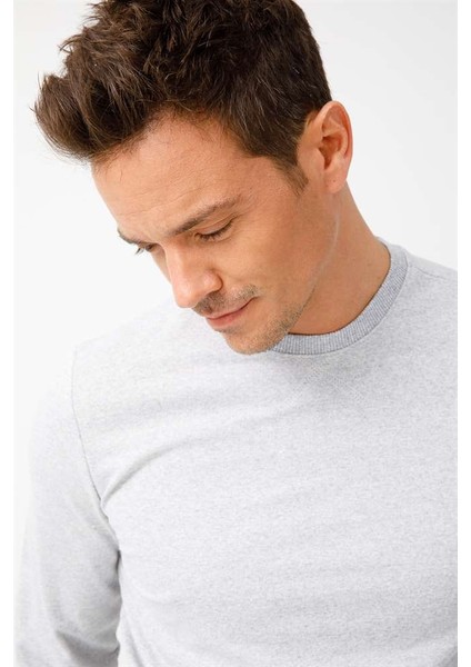 Erkek A.Gri Modernfit / Ekstra Dar Kalıp Bisiklet Yaka Sweatshirt modelleri