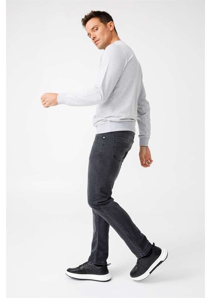 Erkek A.Gri Modernfit / Ekstra Dar Kalıp Bisiklet Yaka Sweatshirt fırsatları