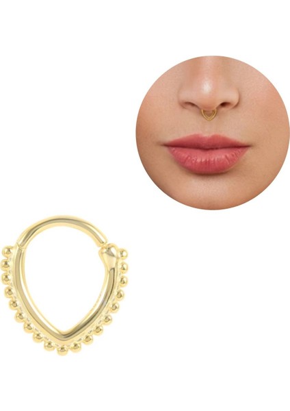 925 Ayar Gümüş Gold Damla Kilitli Piercing