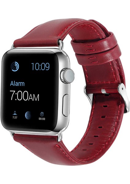 Apple Watch Uyumlu 38-40MM KRD10 Deri Kordon Kırmızı