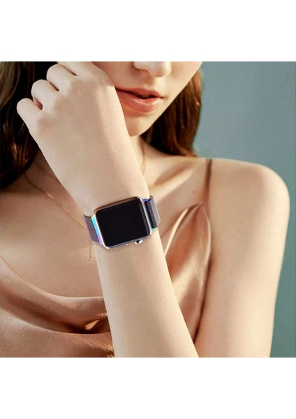 Apple Watch Uyumlu 38-40MM Krd1 Metal Hasır Kordon Gri