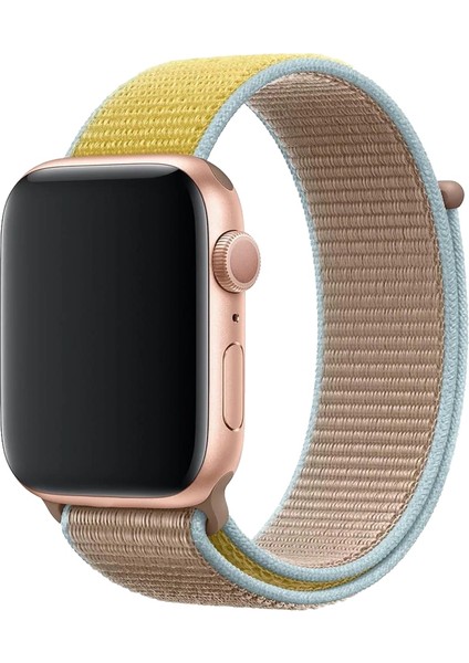 Apple Watch Uyumlu 38-40 mm Krd3 Hasır Kordon Sarı