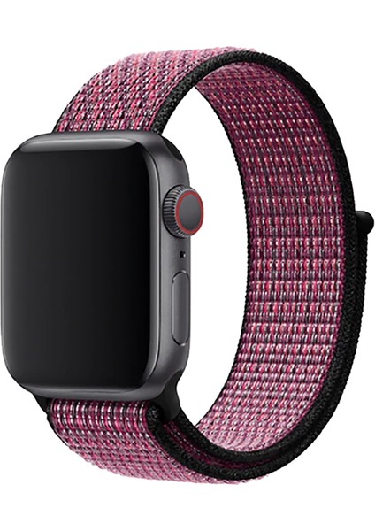 Apple Watch Uyumlu 38-40 mm Krd3 Hasır Kordon Bordo