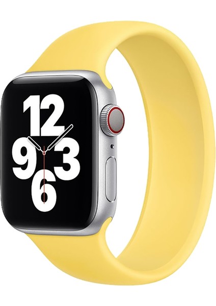 Apple Watch Uyumlu 42-44MM KRD18 Silikon Solo Kordon L Beden Sarı