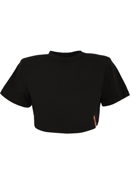 Castor Vatkalı Crop Siyah T-Shirt modelleri