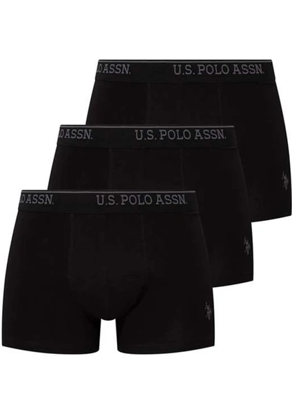 U.S. Polo Assn. 80097 Erkek 3'lü Boxer - Siyah