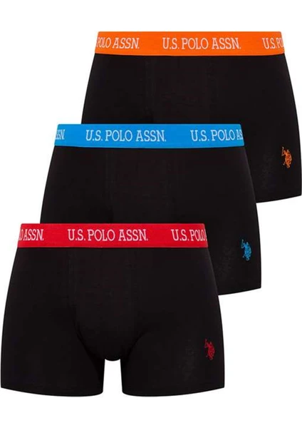 U.S. Polo Assn. 80253 Erkek 3'lü Boxer - Siyah