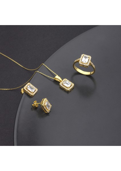 925 Ayar Gümüş Baget Taşlı Takı Seti