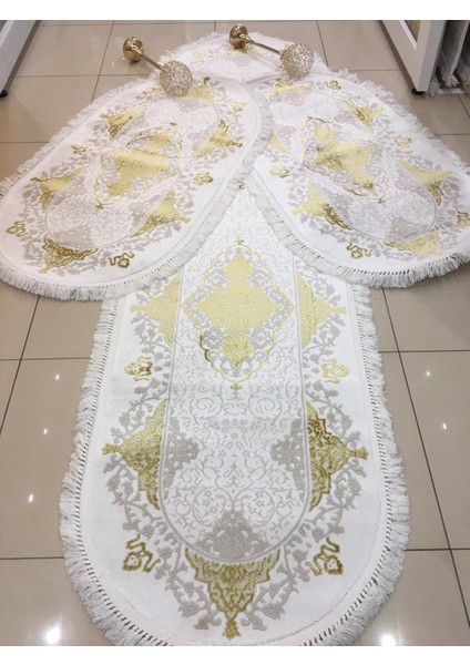 Katre Koleksiyonu Oval Yolluk Takımı 80X150 2 Adet 80X300 1 Adet Şeklinde Set