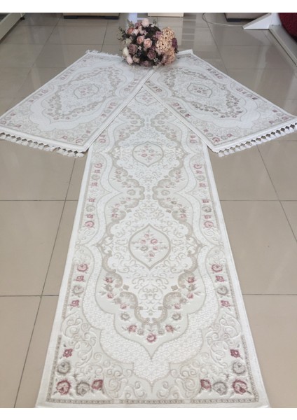Çırağan Koleksiyonu Yolluk Takımı 80X150 2 Adet 80X300 1 Adet Şeklinde Set