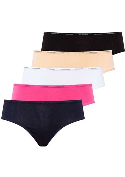 67002 Kadın 5'li Yüksek Bel Slip - Siyah&ten&beyaz&fuşya&Lacivertvert