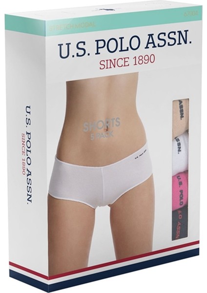 U.S. Polo Assn. 67004 Kadın 5'li Kıl Lastiklı Şort  - Siyah&ten&beyaz&ten&beyaz