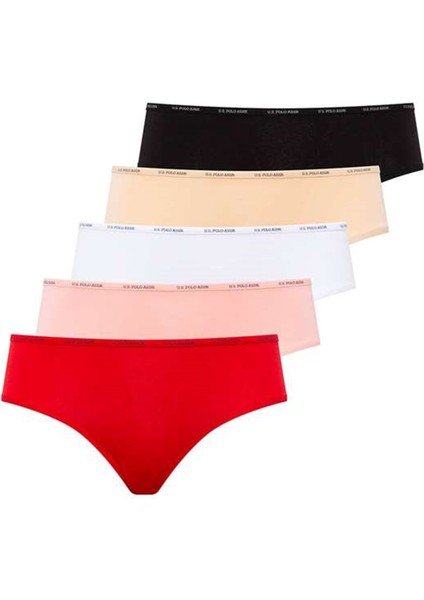 67002 Kadın 5'li Yüksek Bel Slip - Siyah&ten&beyaz&somon&kırmızı