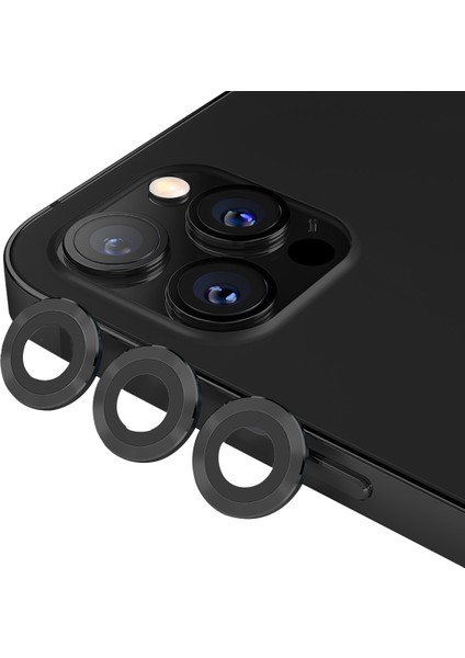 Mini Metal Ring Iphone 12 Pro Max Lens Koruyucu 3'lü Takım Siyah