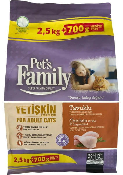 Pets Family Premium Tavuklu Yetişkin Kedi Maması 3200 G