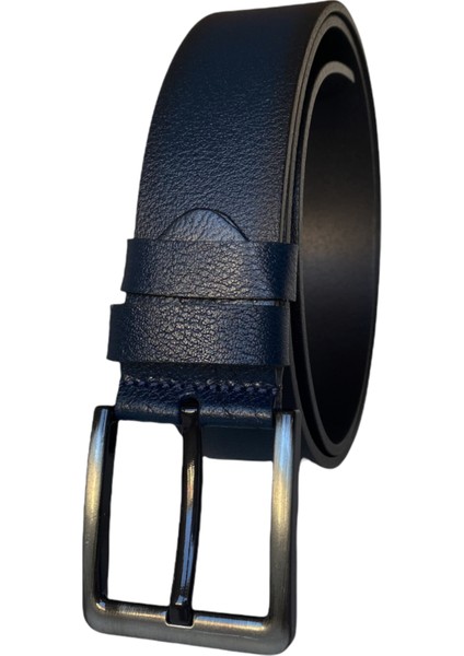Tek Parça Deri 2'li Set Siyah, Lacivert 4.5 cm Kot, Spor Kemer