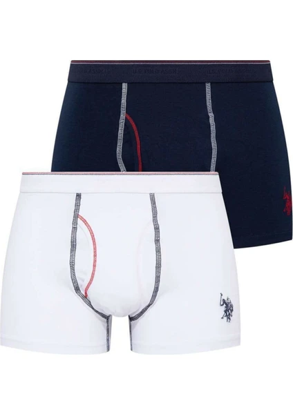 U.S. Polo Assn. 80093 Erkek 2'li Boxer - Beyaz&lacivert