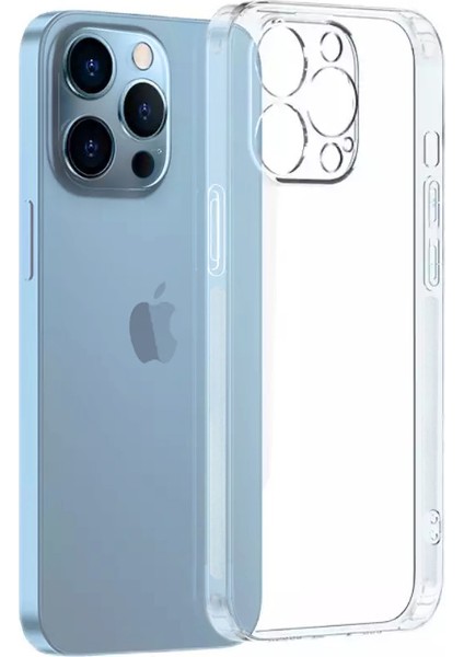 Apple iPhone 13 Pro Max (6.7") Kılıf 3D Kamera Lens Korumalı Tıpalı Şeffaf Silikon