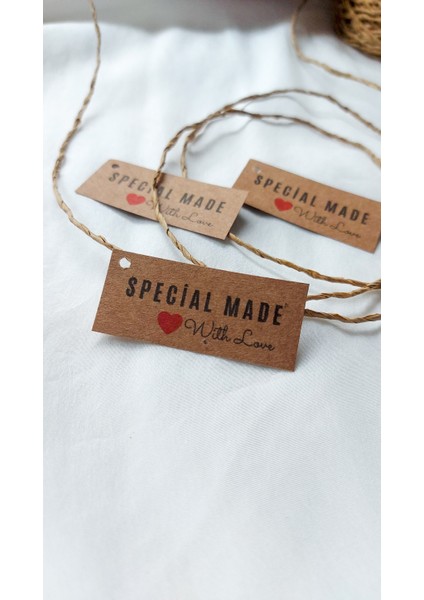 Kraft Special Made With Love Etiket - Delikli (2,5x5,5cm) 50 Adet