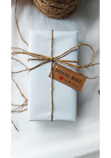 Kraft Special Made With Love Etiket - Delikli (2,5x5,5cm) 50 Adet