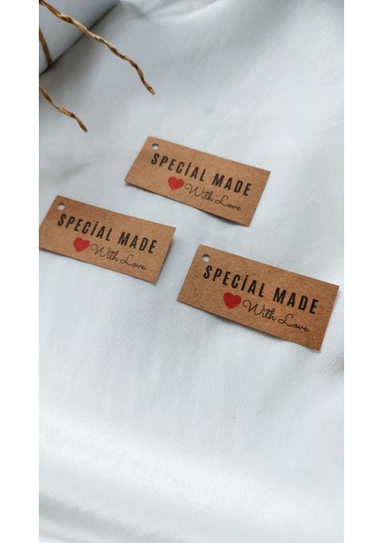 Kraft Special Made With Love Etiket - Delikli (2,5x5,5cm) 50 Adet