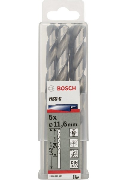 Hss-G 11,6X142 mm 5'li Paket 2608585534