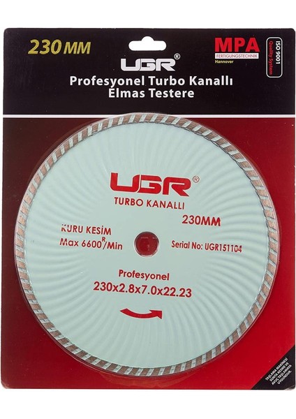 Elmas Daire Testere Turbo Kanallı Ugr 230 mm