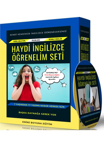 Enine Boyuna Eğitim Haydi İngilizce Öğrenelim Seti (2 Kitap -4 CD -1 Sözlük)