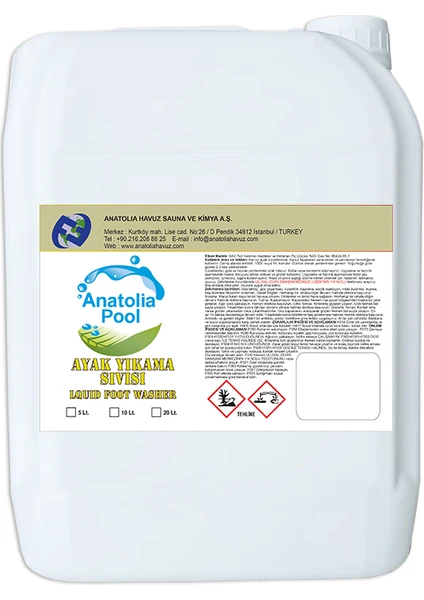 Anatolia Pool Ayak Yıkama Sıvısı 5 Lt (Liquid Foot Washer)